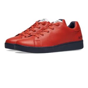 A.P.C. x Kid Cudi | Red Leather Sneakers Size 7.5 Men 9 Women Like New